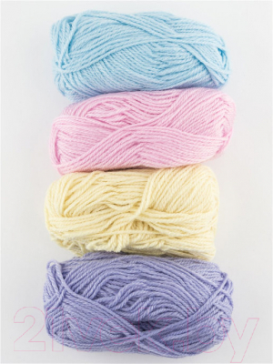 Набор пряжи для вязания Hobbius Simple 25г 66м (светло-розовый/светло-бирюзовый/светло-желтый/светло-сиреневый, 4 мотка)