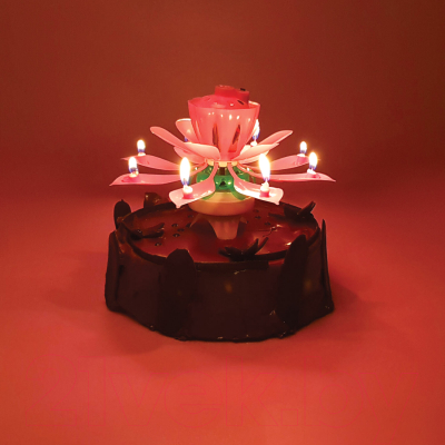 Свеча для торта Золотая сказка Музыкальная. Цветок / 591466  (розовый)