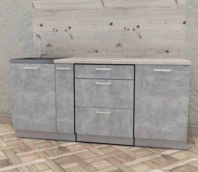 Шкаф-стол кухонный Интерлиния Компо НШ60рш3 1м+2б (бетон)