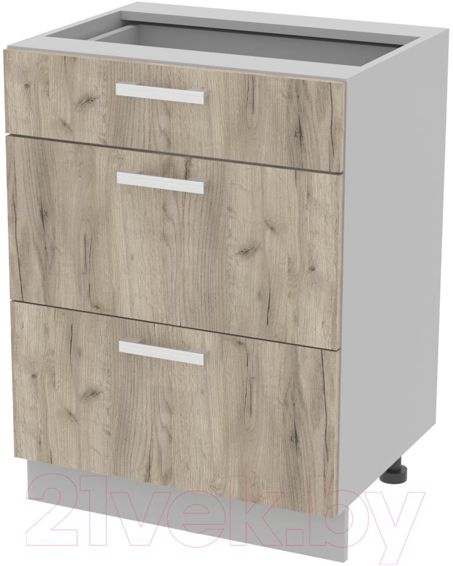 Шкаф-стол кухонный Интерлиния Компо НШ60рш3 1м+2б (дуб серый)