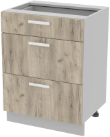 Шкаф-стол кухонный Интерлиния Компо НШ60рш3 1м+2б (дуб серый) - 
