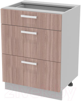 Шкаф-стол кухонный Интерлиния Компо НШ60рш3 1м+2б (ясень шимо темный)