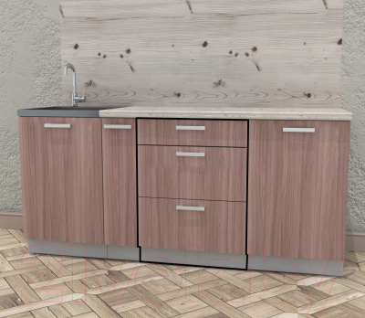 Шкаф-стол кухонный Интерлиния Компо НШ60рш3 1м+2б (ясень шимо темный)