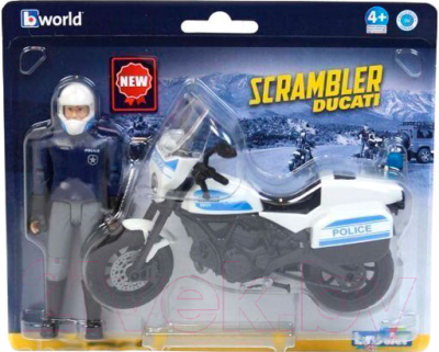 Мотоцикл игрушечный Bruder Scrambler Ducati с фигуркой полицейского / 62-731