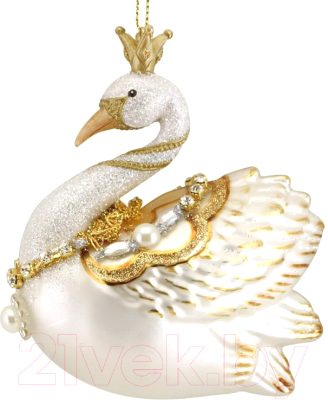 

Елочная игрушка Gisela Graham, Белый;золотистый, Limited All Glass Лебедь-царевна / 00928