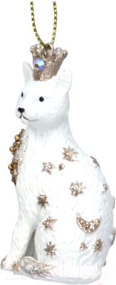 

Елочная игрушка Gisela Graham, Белый;золотистый, Limited Starlight Котик сидит / 10211-2