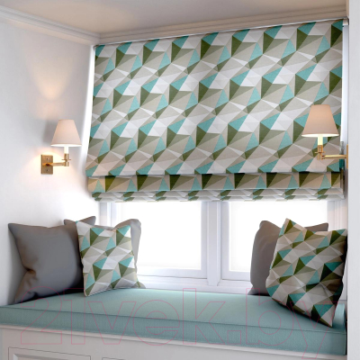 Изображение товара Римская штора Jalux Ромбы 0341/7 100x170 (бирюзовый)