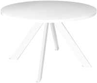 Обеденный стол Listvig Oliver раздвижной D120-160x750 (белый/белый) - 