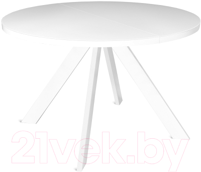 Обеденный стол Listvig Oliver раздвижной D120-160x750 (белый/белый)