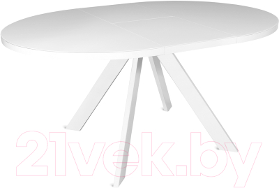 Обеденный стол Listvig Oliver раздвижной D120-160x750 (белый/белый)