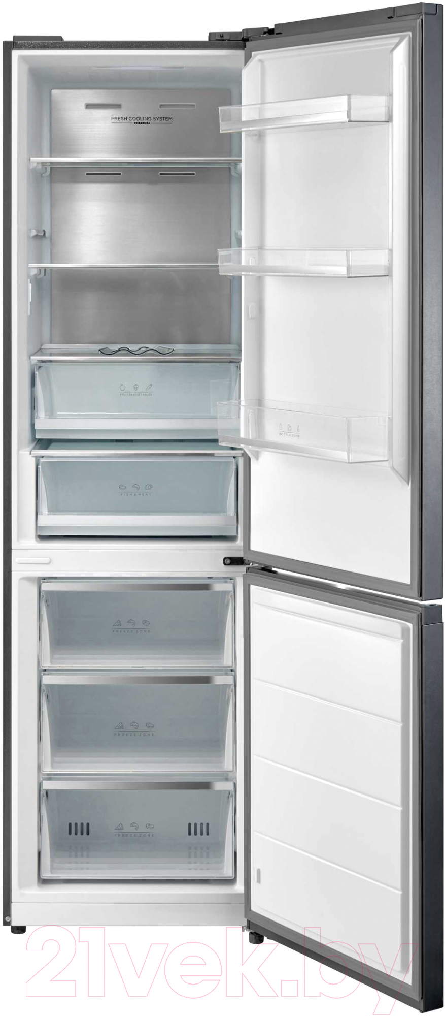 Холодильник с морозильником Korting KNFC 62029 GN