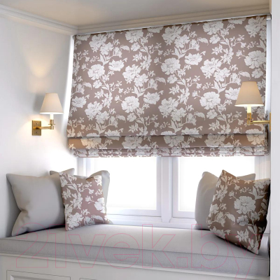 Изображение товара Римская штора Jalux Цветы 0466/10 45x170 (коричневый)