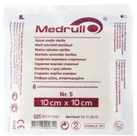 

Марля медицинская Medrull, №5 стерильные 8-слойные 10x10