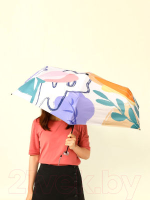 Зонт складной Miniso 3714 (белый/рисунок)