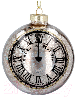 

Елочная игрушка Gisela Graham, Серый;черный, Limited All Glass. Часы / 00355