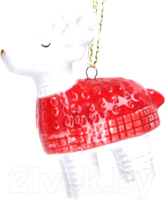 

Елочная игрушка Gisela Graham, Белый;красный, Limited Nordic Noel. Красно-белый олень / 16009