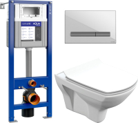 

Унитаз подвесной с инсталляцией Cersanit, Carina S-MZ-CARINA-XL + 63475 + P-BU-PIL/Whg/Gl