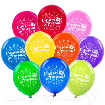 Набор воздушных шаров Золотая сказка С днем рождения / 105005 (50шт, 10цв)