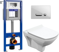 

Унитаз подвесной с инсталляцией Cersanit, Carina S-MZ-CARINA-XL + 63475 + P-BU-INT/Whg/Gl