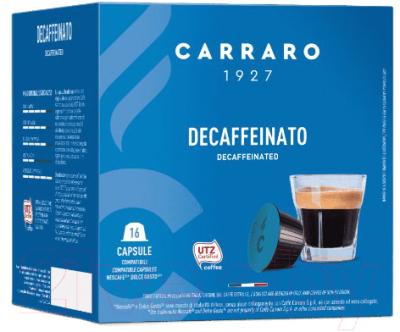 

Кофе в капсулах Carraro, Decaffeinato стандарта Dolce Gusto