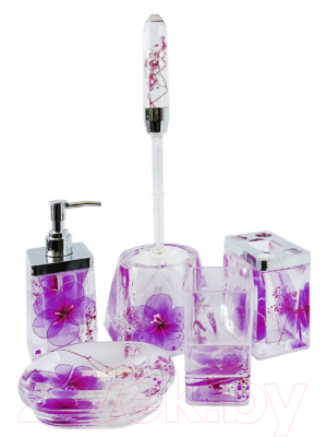 Набор аксессуаров для ванной и туалета АкваЛиния Purple PETALS-03