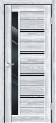 Дверь межкомнатная Velldoris Xline 1 80x200 (клен айс/лакобель черный) - 