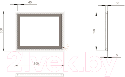 Зеркало Sanwerk Lava Kvadra 80 / ZL0000161