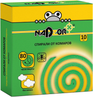 Набор спиралей от насекомых Nadzor Малодымные (10шт, зеленый) - 