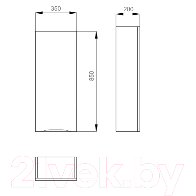 Шкаф-полупенал для ванной Sanwerk Slim Alessa Air 35 R 1F / MV0000379 (белый)