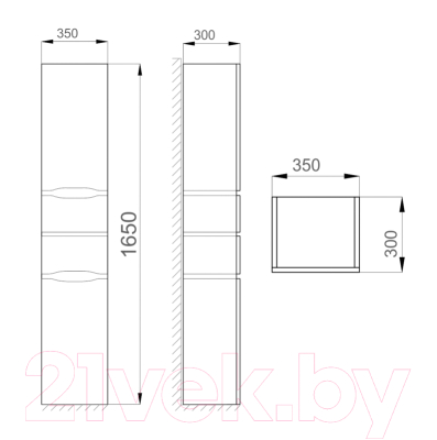 Шкаф-пенал для ванной Sanwerk Alessa Air 35 R 4F K / MV0000371 (белый)