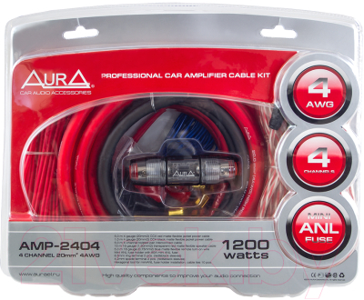 Набор для подключения автоакустики AURA AMP-2404