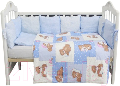 Комплект постельный для малышей ByTwinz Тедди 6 (голубой)