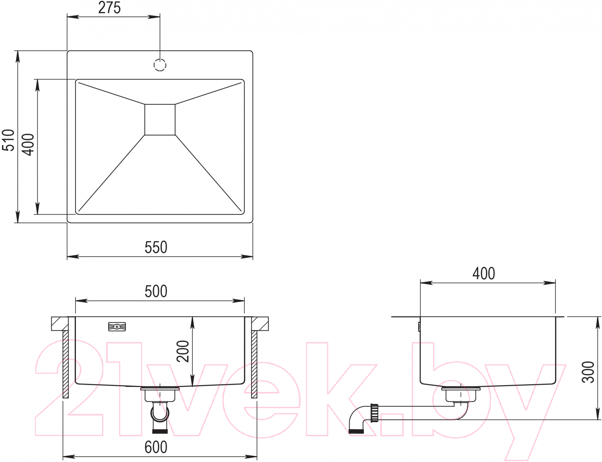 Мойка кухонная Aquasanita Steel Aira AIR100N