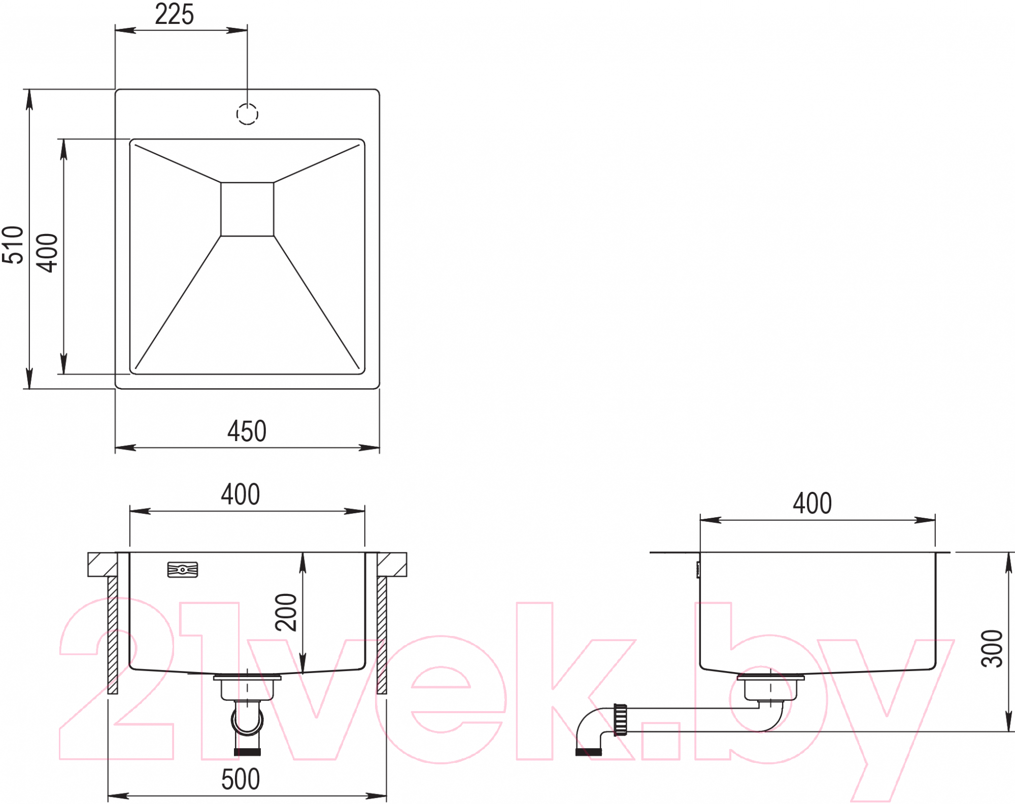 Мойка кухонная Aquasanita Steel Aira AIR100X