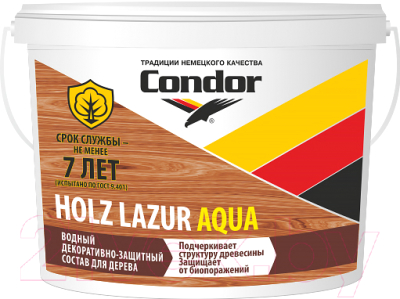 Защитно-декоративный состав CONDOR Holz Lazur Aqua (9кг, зеленый)