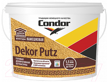 Штукатурка готовая декоративная CONDOR Dekor Putz камешковая 1.5мм (25кг, белый)