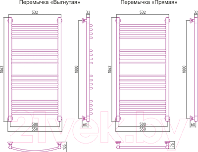 Полотенцесушитель водяной Сунержа Богема+ прямая 100x50 / 00-0220-1050