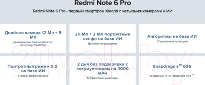 Смартфон Xiaomi Redmi Note 6 Pro 3Gb/32Gb (черный)