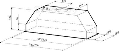 Вытяжка скрытая Krona Mini 600 / 00005260 (белый) - схема