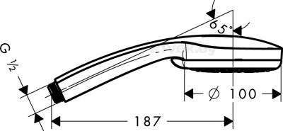 Лейка ручного душа Hansgrohe Croma 100 28535000 - маштабный чертеж