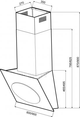 Вытяжка наклонная Krona Grace 3P-S 900 / 00017799 (белый) - схема