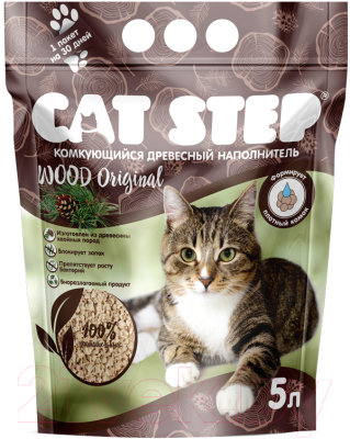 Наполнитель для туалета Cat Step Wood Original / 20323001 (5л/2.3кг)