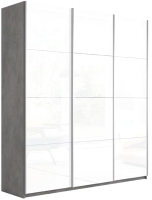 Шкаф-купе ТриЯ Траст СШК 2.210.70-15.15.15 3-х дверный (бетон/стекло белое/стекло белое/стекло белое) - 