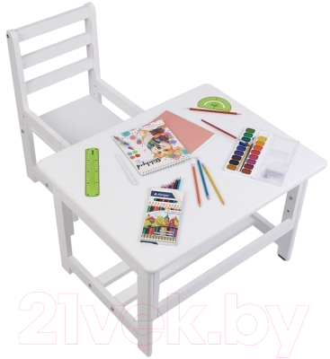 Комплект мебели с детским столом Фея Растем вместе (белый)