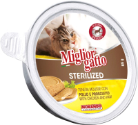 Влажный корм для кошек Miglior Gatto Sterilized Chicken and Ham (85г) - 