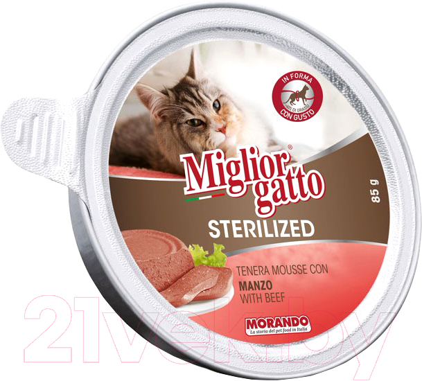Влажный корм для кошек Miglior Gatto Sterilized Beef (85г)