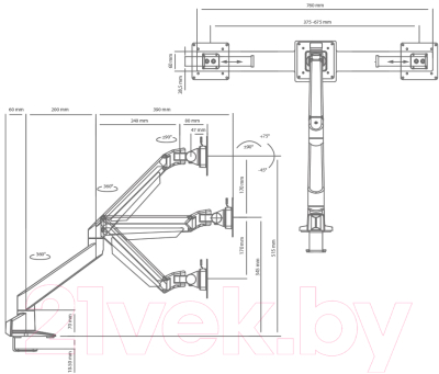 Кронштейн для 2-х ТВ ABC Mount ProSolution K20 (серебристый)