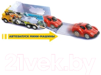 Автовоз игрушечный Пламенный мотор С мини машинкой / 870509 (желтый)