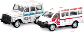 Набор игрушечных автомобилей Пламенный мотор Pull-Back Полиция, скорая помощь / 870723