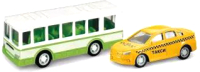 Набор игрушечных автомобилей Пламенный мотор Pull-Back Такси, автобус / 870724 - 